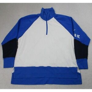 Nike Sweatshirt Mens Large Blue White Dri-Fit 1/4 Zip Just Do It Pullover